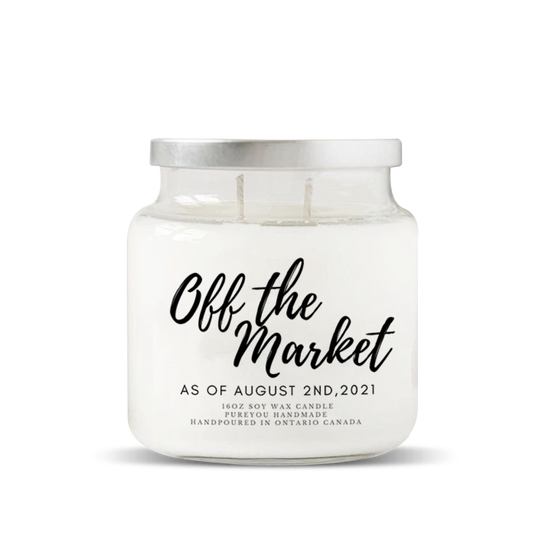 Personalized “Off the Market”Soy Wax Candle