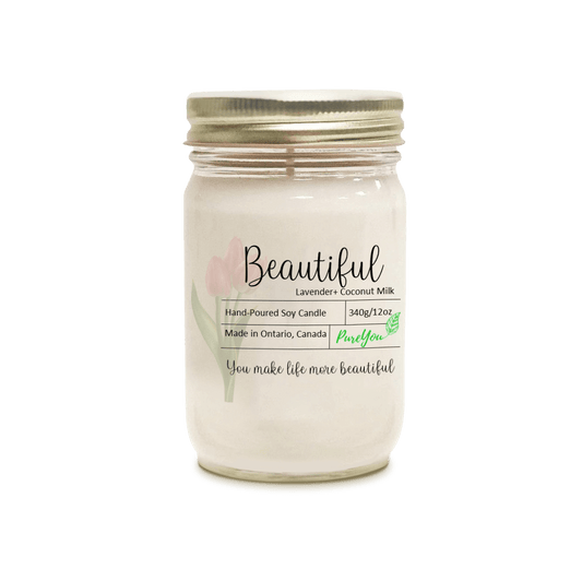 Beautiful Soy Wax Candle (Lavender + Coconut Milk)