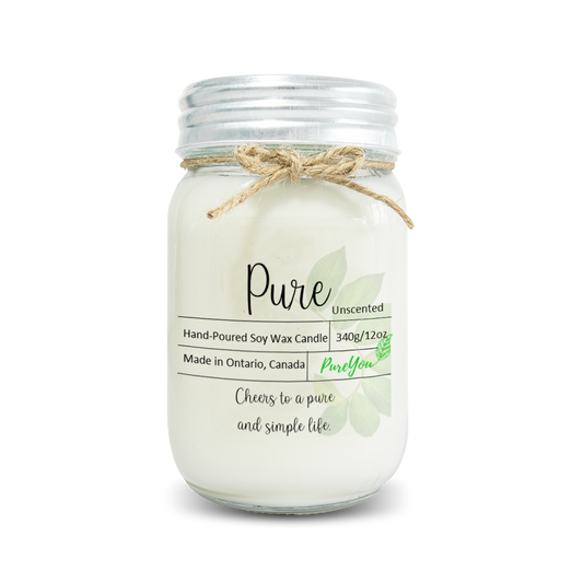 Pure (Unscented) Soy Wax Candle - PureYou Handmade