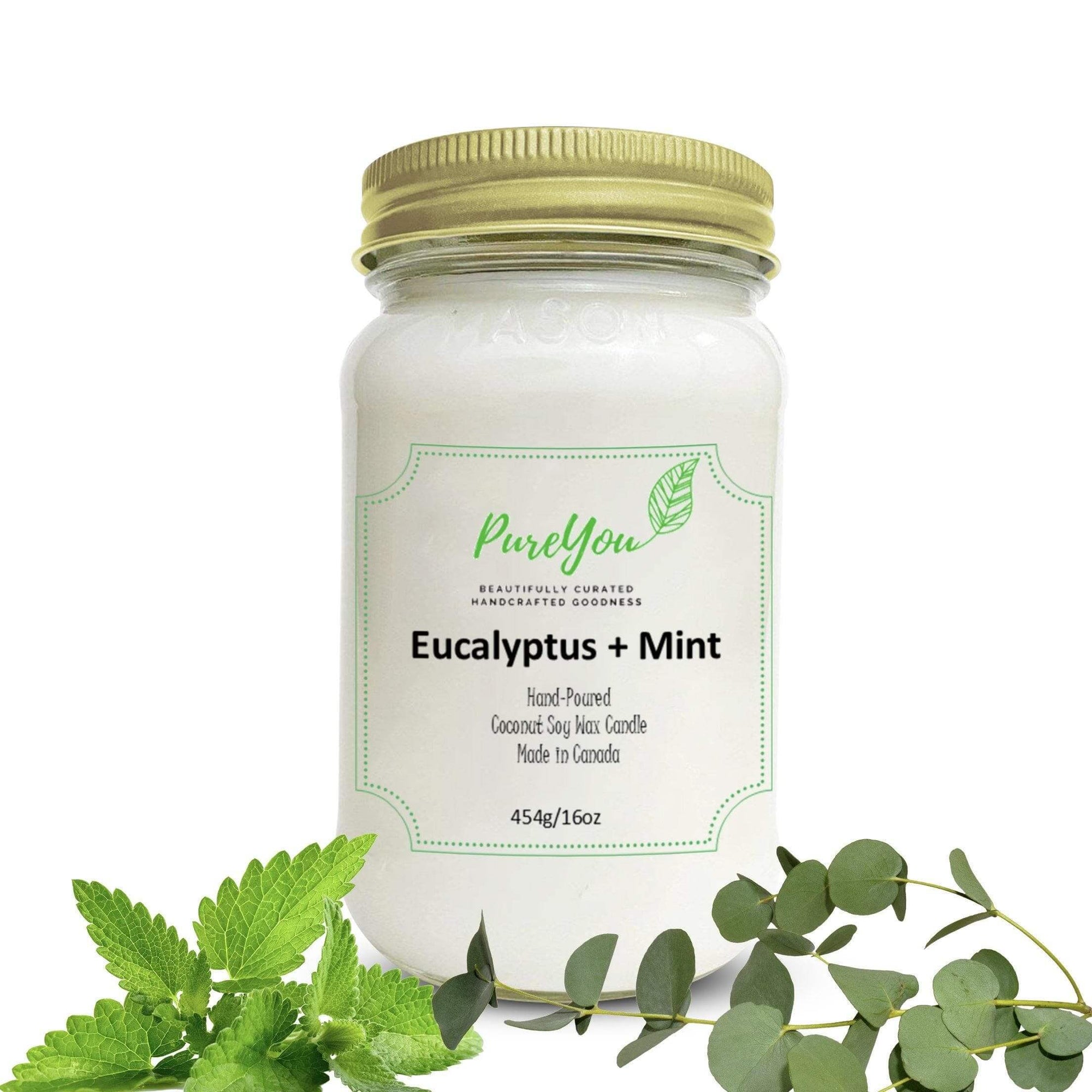 Eucalyptus Mint Coconut Soy Wax Candle - PureYou Handmade