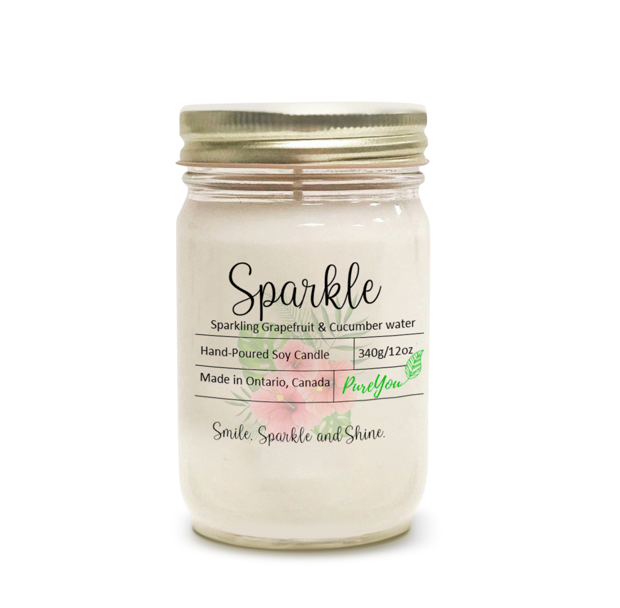 Sparkle Soy Wax Candle (Sparkling Grapefruit  + Cucumber Water)