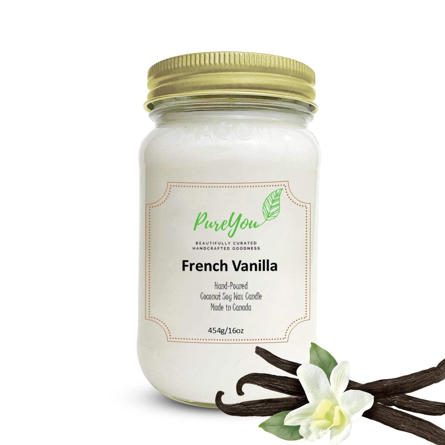 French Vanilla Coconut Soy Wax Candle - PureYou Handmade