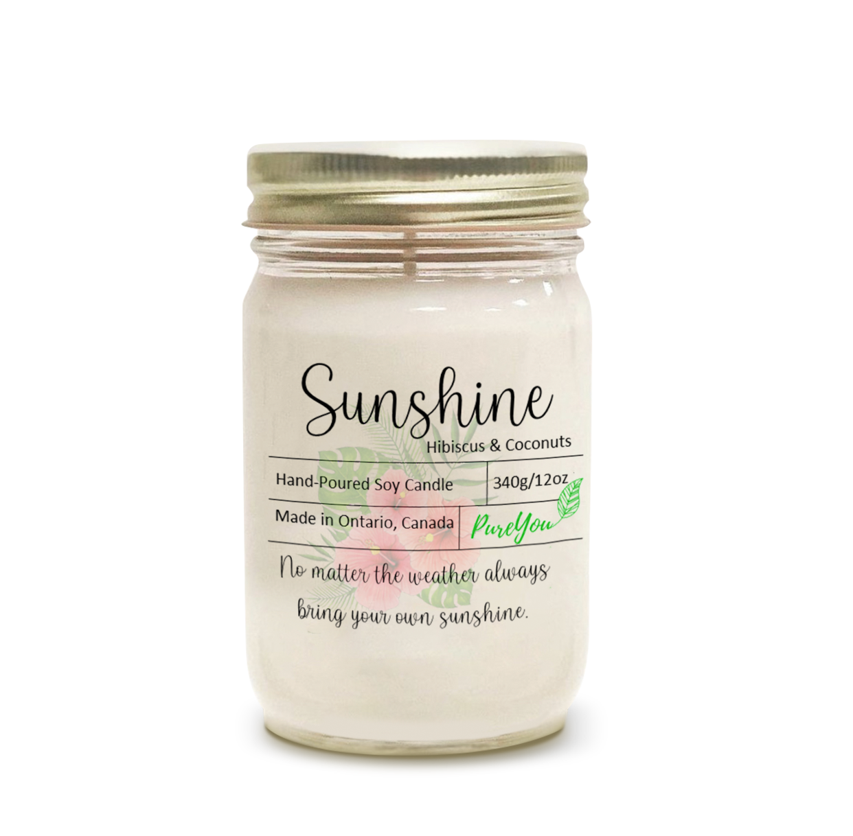 Sunshine Soy Wax Candle (Hibiscus  + Coconuts)