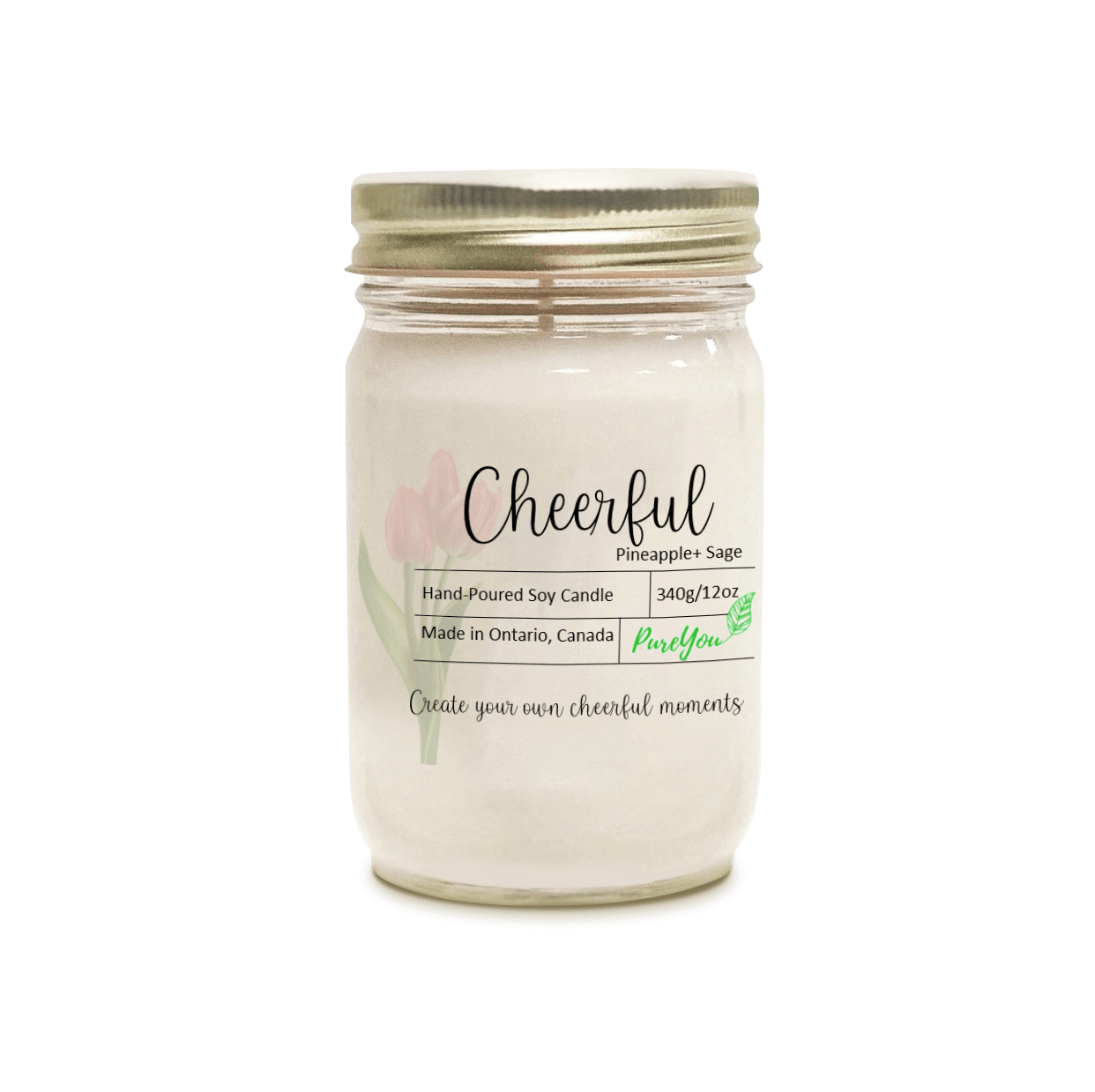 Cheerful Soy Wax Candle (Pineapple +Sage)