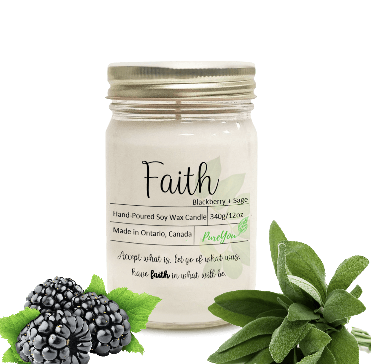 Faith Soy Wax Candle (Blackberry+Sage)
