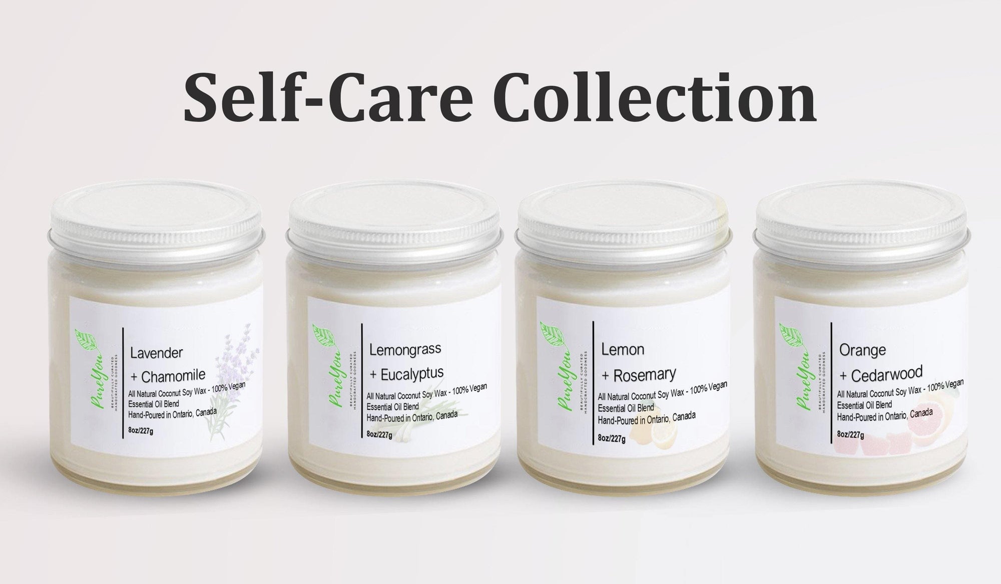 Self-Care Collection of Coconut Soy Wax Candles - PureYou Handmade