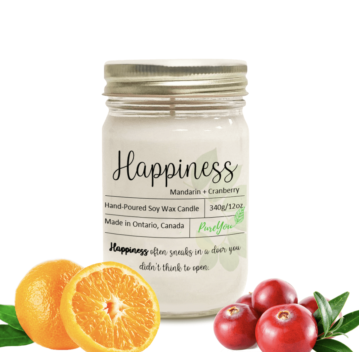 Happiness Soy Wax Candle (Mandarin+Cranberry)