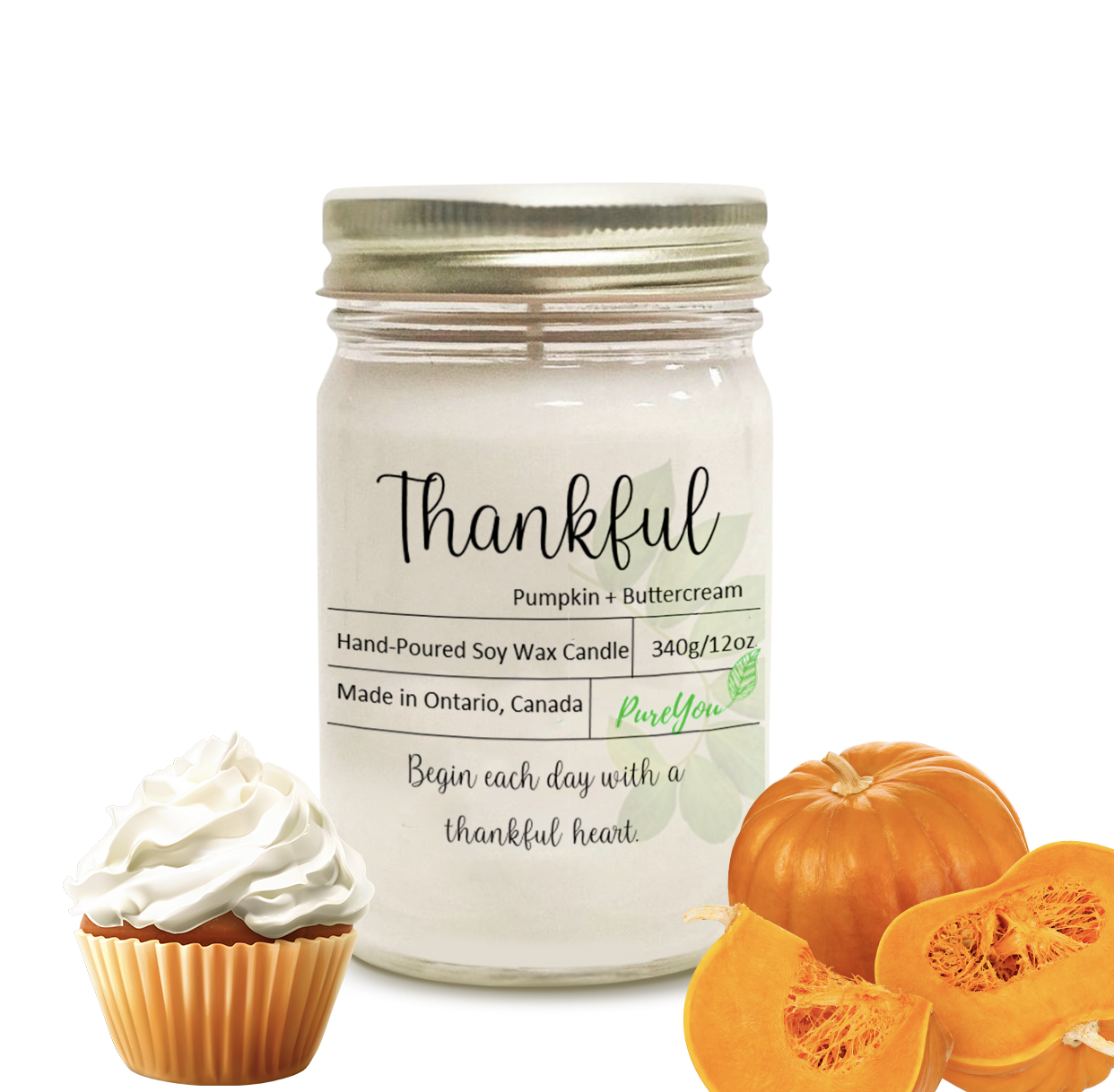 Thankful Soy Wax Candle (Pumpkin+Buttercream)
