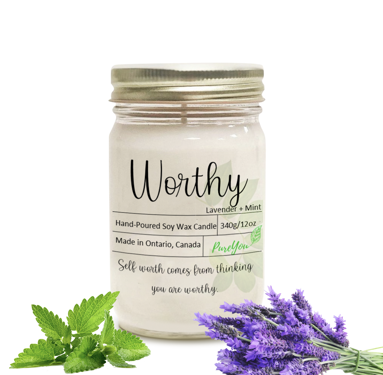 Worthy Soy Wax Candle (Lavender+Mint)