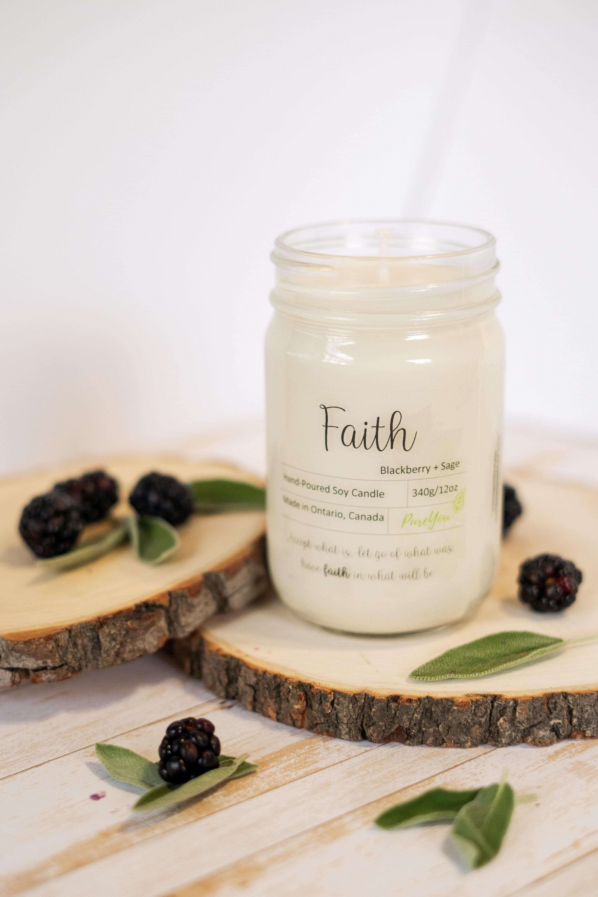 Faith Soy Wax Candle (Blackberry+Sage) - PureYou Handmade