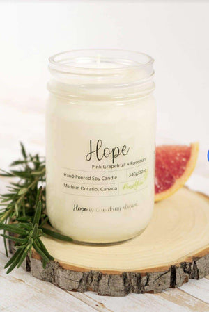 Hope Soy Wax Candle (Pinkgrapefruit + Rosemary)