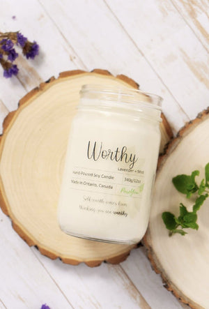 Worthy Soy Wax Candle (Lavender+Mint)