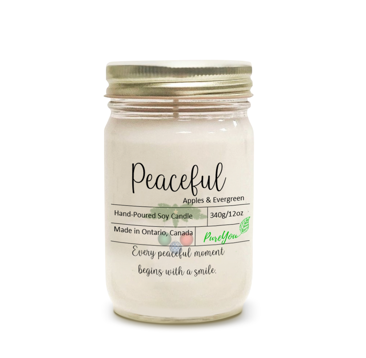 Peaceful Soy Wax Candle (Apples & Evergreen)